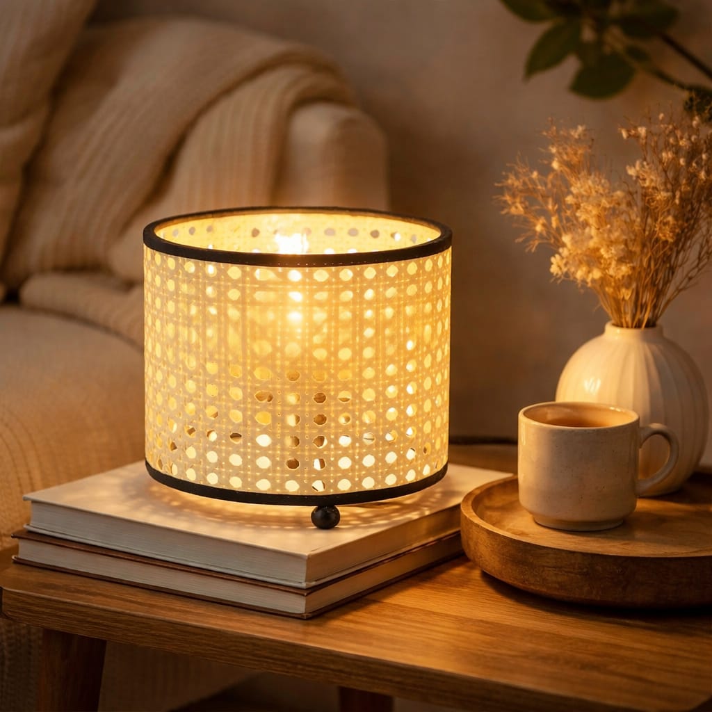 Nino Germany Vintage Rattan Weave Table Lamp